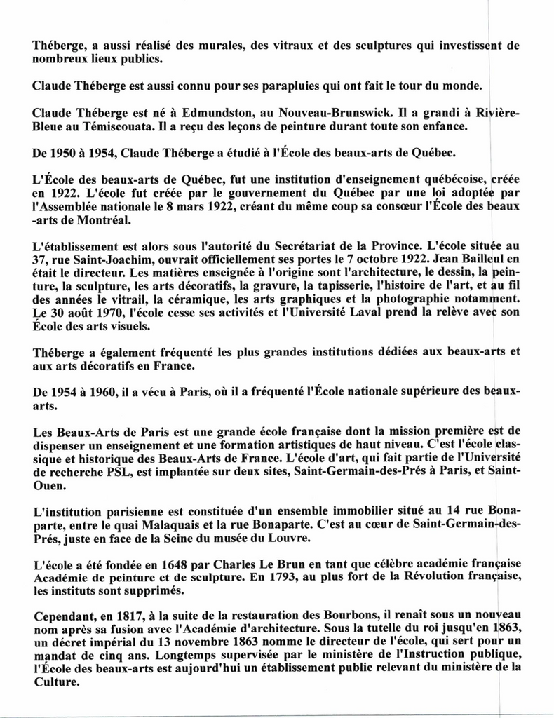 THÉBERGE CLAUDE, 1934-2008 (ÉBAQ / ÉBAM / ÉBAP / ÉNSAD / ÉDL / HEC